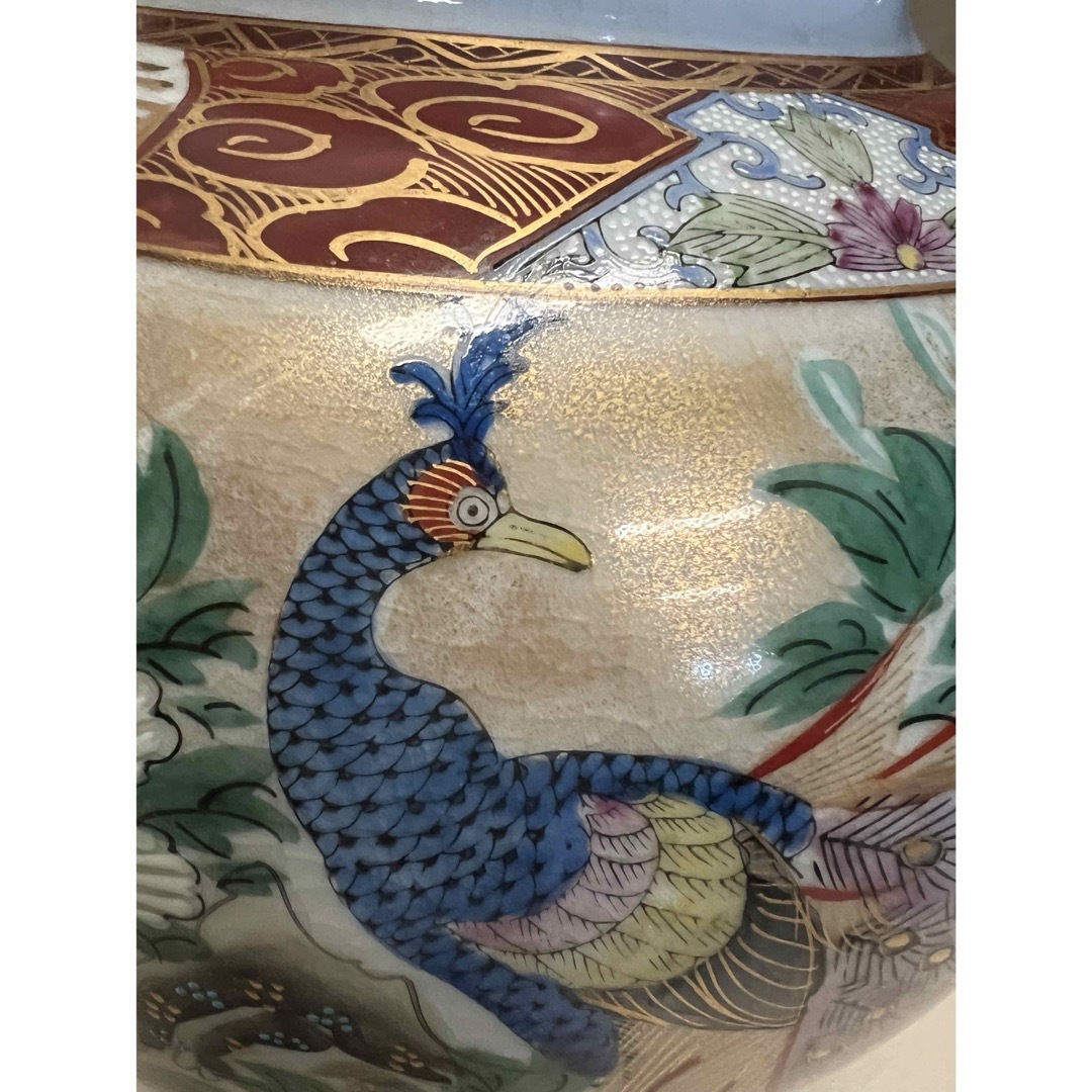 九谷焼 秀山 秀山造 花瓶 花器 ツボ 染付 花道 孔雀の通販 by 九谷焼 秀山 秀山造 花瓶 花器 ツボ 染付 花道 孔雀の通販 by