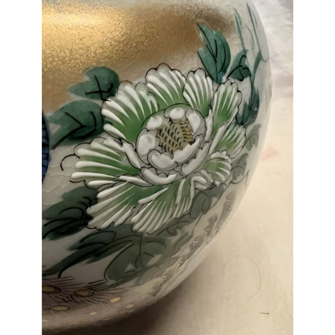 九谷焼 秀山 秀山造 花瓶 花器 ツボ 染付 花道 孔雀の通販 by 九谷焼 秀山 秀山造 花瓶 花器 ツボ 染付 花道 孔雀の通販 by