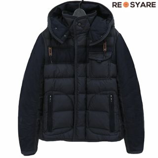 モンクレール(MONCLER)の良品 モンクレール RYAN ライアン ロゴワッペン 異素材MIX 背面 ブロックカットデザイン ジップアップ ダウン ジャケット 46250(ダウンジャケット)