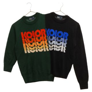 カラー(kolor)のkolor カラー 20AW ダブルネック ドッキング ニットセーター ブラック/グリーン 20WCL-N02315 レディース(ニット/セーター)