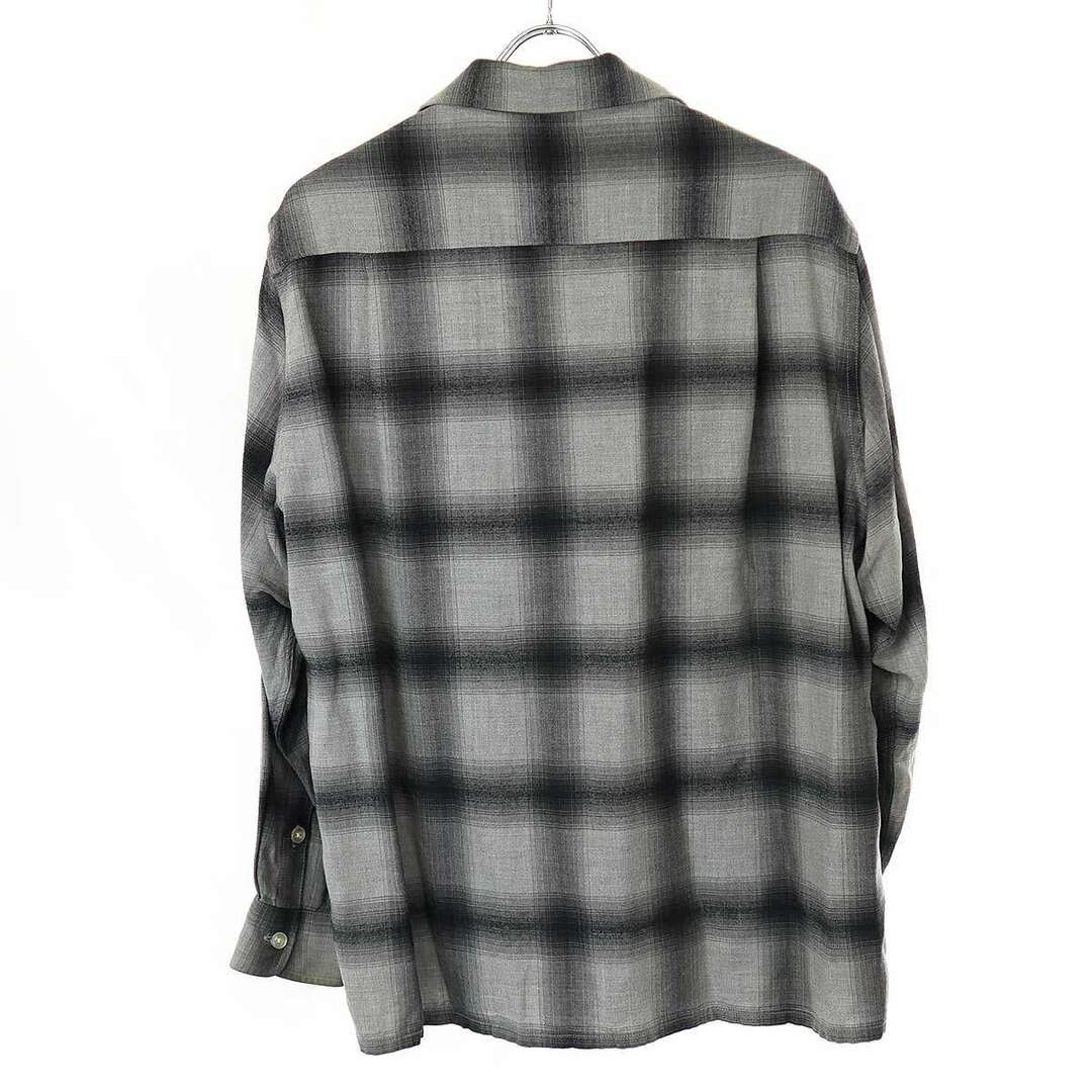 WACKO MARIA(ワコマリア)のWACKO MARIA ワコマリア 20AW OMBRAY CHECK OPEN COLLAR SHIRTS L/S (TYPE-1) オンブレチェックサイドポケットオープンカラーレーヨンシャツ グレー S メンズのトップス(シャツ)の商品写真