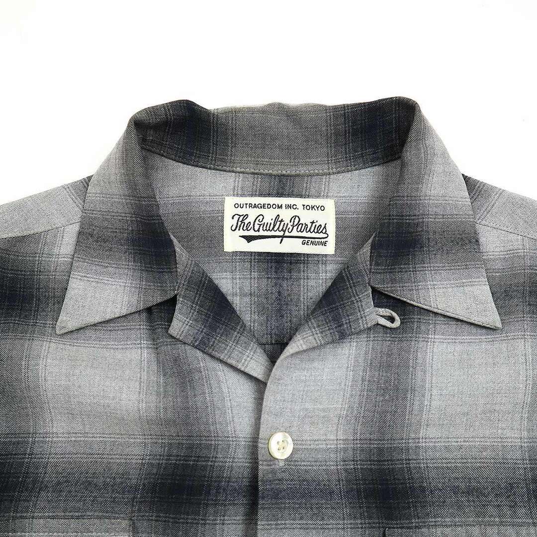 WACKO MARIA(ワコマリア)のWACKO MARIA ワコマリア 20AW OMBRAY CHECK OPEN COLLAR SHIRTS L/S (TYPE-1) オンブレチェックサイドポケットオープンカラーレーヨンシャツ グレー S メンズのトップス(シャツ)の商品写真