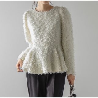 ザラ(ZARA)の【美品】AMELY ペプラムツイードフリンジブラウスプルオーバー(シャツ/ブラウス(長袖/七分))