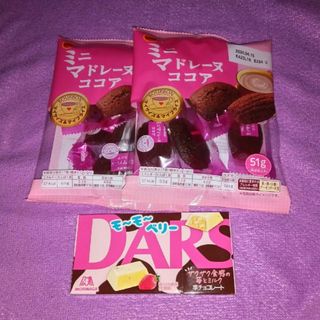 モリナガセイカ(森永製菓)のブルボン ミニ マドレーヌ ココア 2袋・森永 DARS 1箱(菓子/デザート)