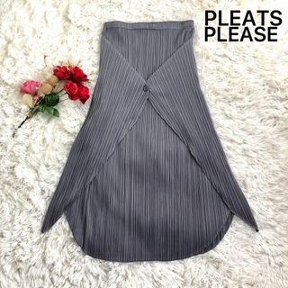 ヒップ61cm希少✨美品　PLEATS PLEASE ジップアップ　スカート　　グレー　03