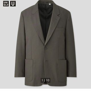 ユニクロ(UNIQLO)のUNIQLO U テーラードジャケット　グレー　L(テーラードジャケット)