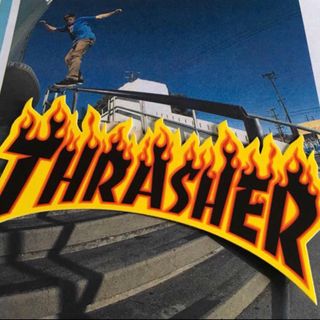 スラッシャー(THRASHER)のTHRASHERスラッシャーUS限定型抜きファイヤーロゴステッカーblack(その他)