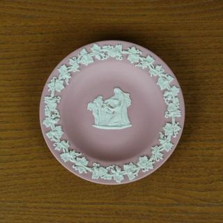 ウェッジウッド(WEDGWOOD)のウェッジウッド　ジャスパー　ピンク　ラウンドトレイ　ピンディッシュ　ヴィンテージ(小物入れ)