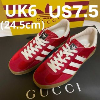 グッチ(Gucci)のadidas x Gucci ガゼル スニーカー 赤 Red 24.5cm 新品(スニーカー)