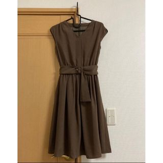 プロポーションボディドレッシング(PROPORTION BODY DRESSING)のプロポ サッシュシャツワンピース ベルト付き ブラウン(ひざ丈ワンピース)