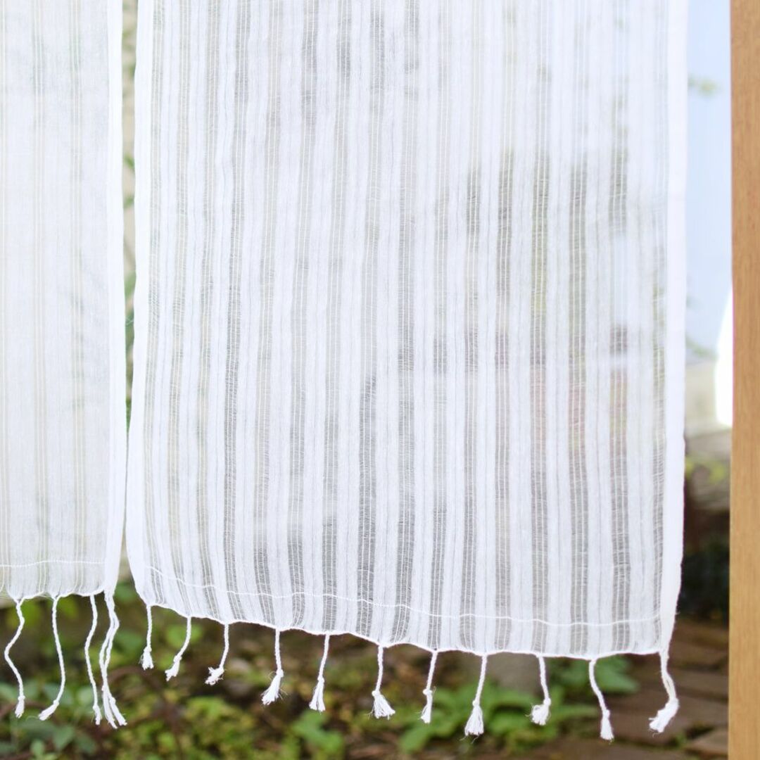 手織りシルクコットン暖簾 インテリア/住まい/日用品のカーテン/ブラインド(のれん)の商品写真