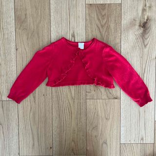 エイチアンドエム(H&M)の85サイズ　H &M エイチアンドエム　コットンカーディガン　ボレロ　赤(カーディガン/ボレロ)