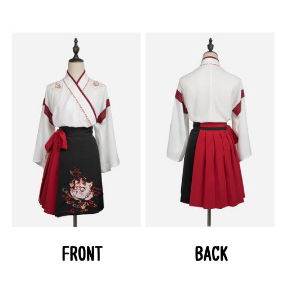 レディース コスプレ 巫女 白 着物 和服 浴服 スカート トップス 韓国 新品 エンタメ/ホビーのコスプレ(衣装一式)の商品写真