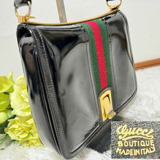 グッチ(Gucci)の希少✨ GUCCI エナメル シェリーライン ゴールド金具 ショルダーバッグ(ショルダーバッグ)