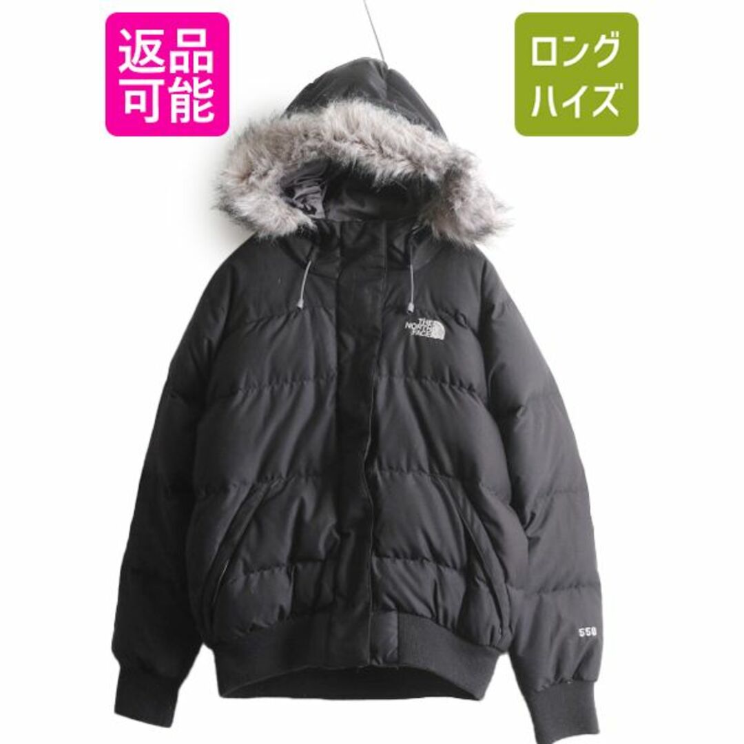 ノースフェイス ダウン パーカー ジャケット レディース M 程/ The North face アウトドア 550フィル ナイロン フェイクファー  ブルゾン 黒 | フリマアプリ ラクマ