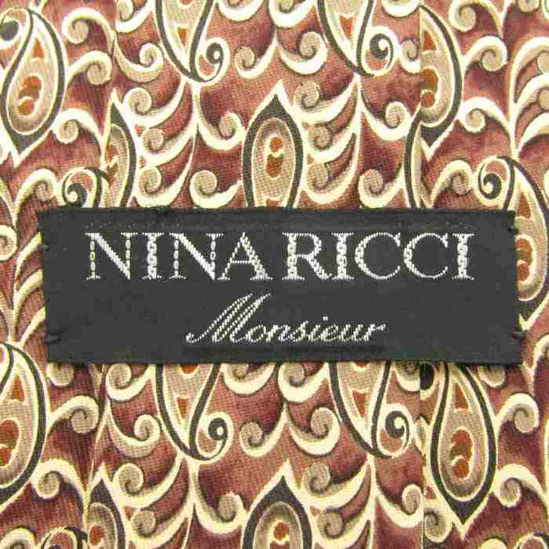 NINA RICCI(ニナリッチ)のニナリッチ ブランド ネクタイ シルク ペイズリー柄 総柄 メンズ ブラウン NINA RICCI メンズのファッション小物(ネクタイ)の商品写真