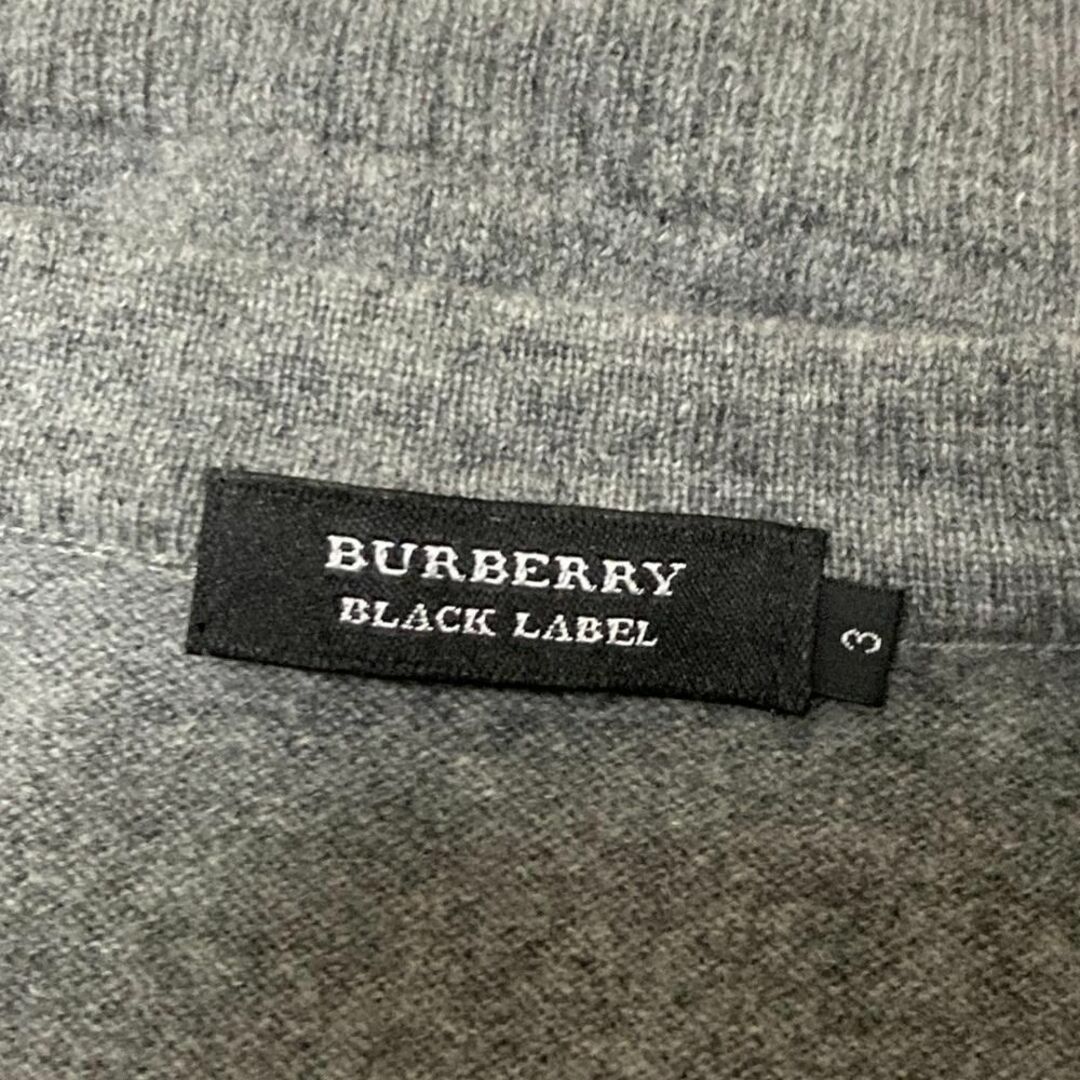 BURBERRY BLACK LABEL(バーバリーブラックレーベル)の【高級】BURBERRY アーガイル柄 ニット カーディガン ロゴ 刺繍 くるみ メンズのトップス(カーディガン)の商品写真