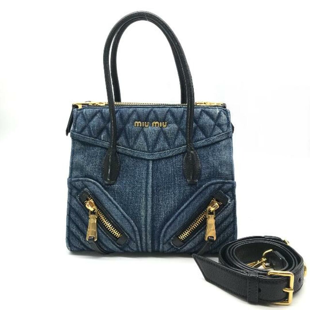 MIU MIU - miu miu ミュウミュウ デニム 2WAY ハンド ショルダー バッグ バイカー RN1032 ブルー 良品 k777