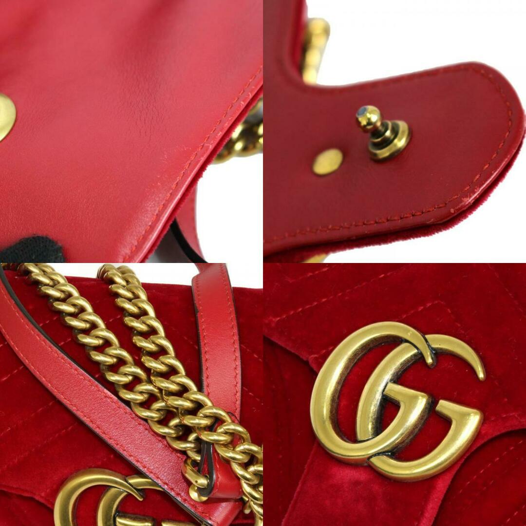 Gucci(グッチ)のGUCCI グッチ GGマーモントキルティングチェーンショルダーバッグ 443497 レッド系 赤 ベロア レディース ウィメンズ ブランド スエード ハート かわいい【中古】松前R56号店 レディースのバッグ(メッセンジャーバッグ)の商品写真