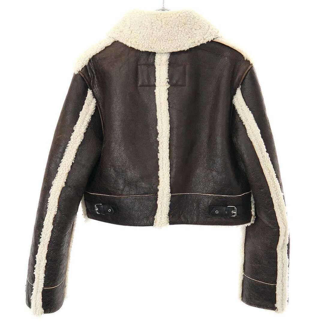 MM6(エムエムシックス)のMM6 エムエムシックス 21AW Shearling Trim Leather Jacket クラックレザーシャーリングジップジャケット ブラウン系 36 S62AN0054 レディースのジャケット/アウター(その他)の商品写真