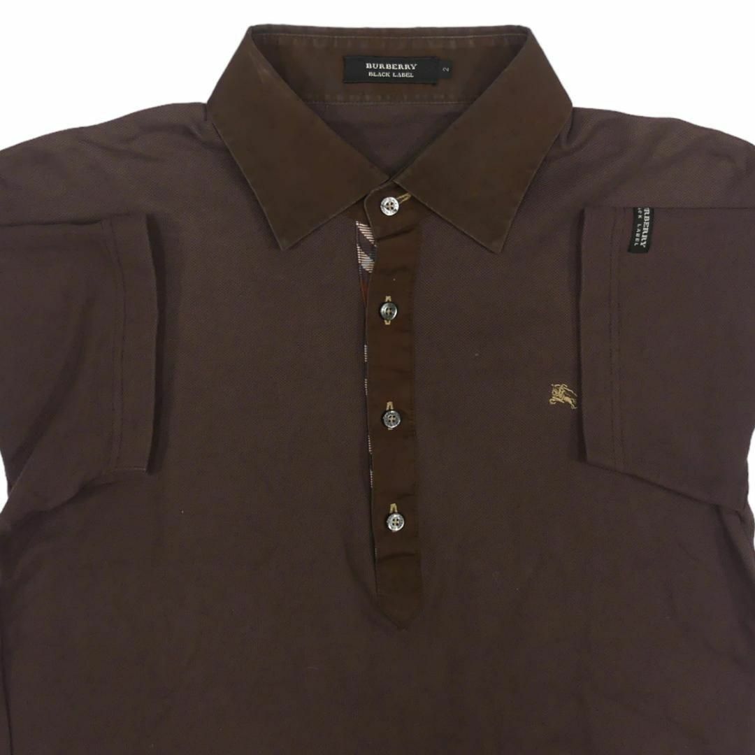 BURBERRY BLACK LABEL(バーバリーブラックレーベル)のバーバリーブラックレーベル ポロシャツ Mメンズ 茶 刺繍 茶 X7189 メンズのトップス(ポロシャツ)の商品写真