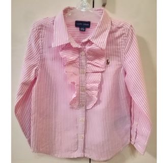 ラルフローレン(Ralph Lauren)のラルフローレン　女の子　フリル　ストライプシャツ　110(ブラウス)