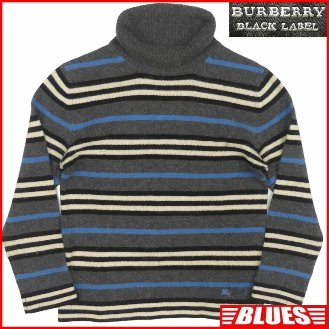 BURBERRY BLACK LABEL(バーバリーブラックレーベル)の廃盤 バーバリーブラックレーベル セーター ニット L ウール グレーJJ759 メンズのトップス(ニット/セーター)の商品写真