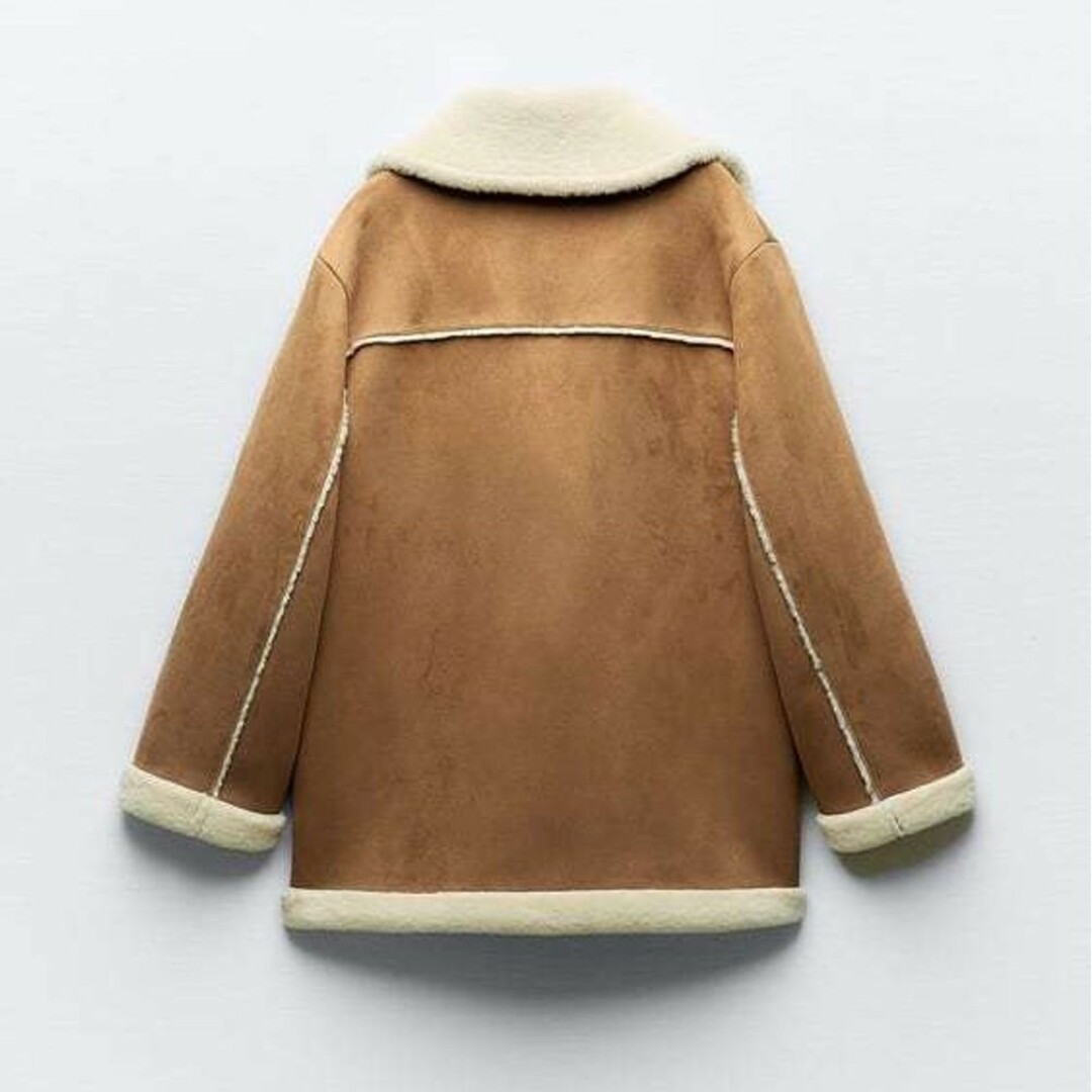 ZARA - ZARA パッチポケット ダブルフェイス コート Lサイズの ZARA - ZARA パッチポケット ダブルフェイス コート Lサイズの