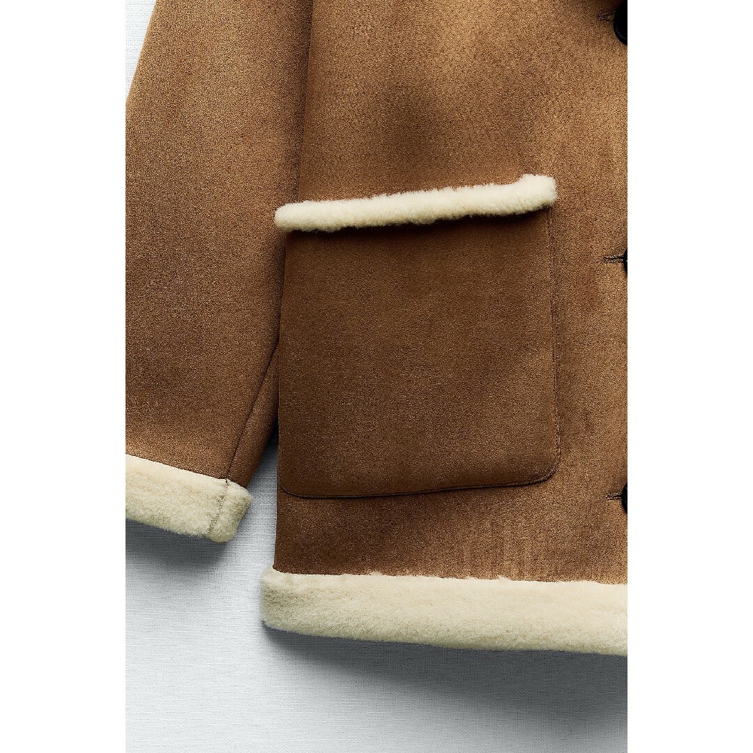 ZARA - ZARA パッチポケット ダブルフェイス コート Lサイズの ZARA - ZARA パッチポケット ダブルフェイス コート Lサイズの
