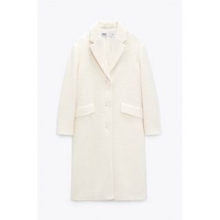 ザラ(ZARA)のストレートウールブレンドコート　ZARA ザラ　ホワイト(ロングコート)