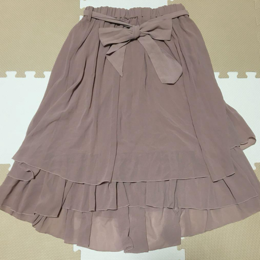 ウエストリボンスカート レディースのスカート(ひざ丈スカート)の商品写真