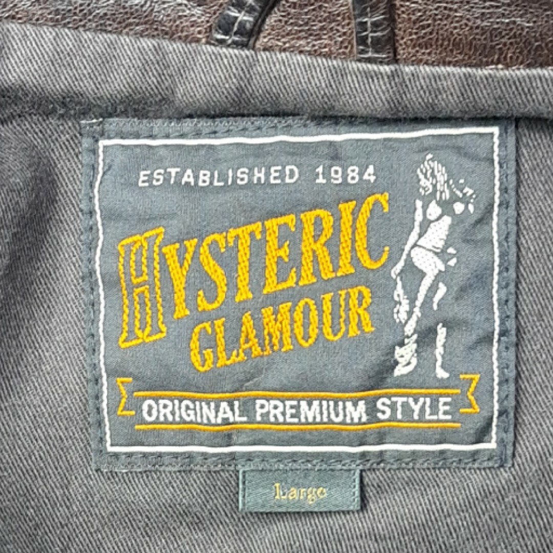 HYSTERIC GLAMOUR(ヒステリックグラマー)の定価10.7万　ヒステリックグラマー　レザー　シングルライダースジャケット　L メンズのジャケット/アウター(ライダースジャケット)の商品写真