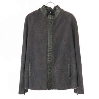 ジョルジオアルマーニ(Giorgio Armani)のGIORGIO ARMANI ジョルジオアルマーニ 14AW クロコエンボス シャーリング ムートンレザージャケット グレー 50 PSC01P PSP02(その他)