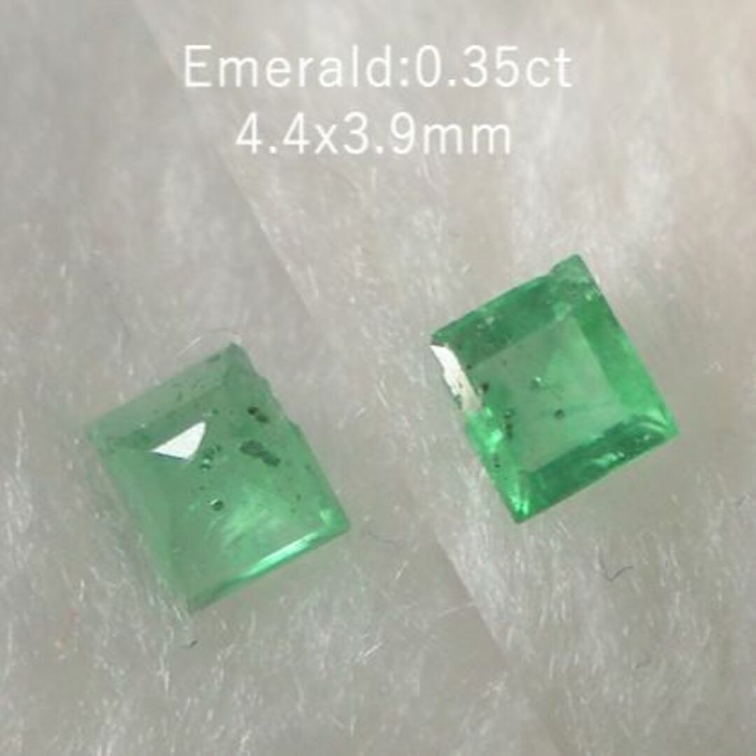 0.35ct　エメラルド　新緑の小道　4.4x3.9mm　欠けアリ ハンドメイドの素材/材料(各種パーツ)の商品写真