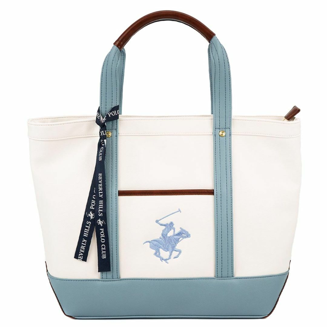 BEVERLY HILLS POLO CLUB（BHPC）(ビバリーヒルズポロクラブ)のBEVERLY HILLS POLO CLUB ビバリーヒルズポロクラブ トートバッグ BH2006N レディース 女性 XSサイズ ショルダーバッグ 2WAY 斜め掛け WH/PBL/PBL ホワイト×ライトブルー レディースのバッグ(トートバッグ)の商品写真