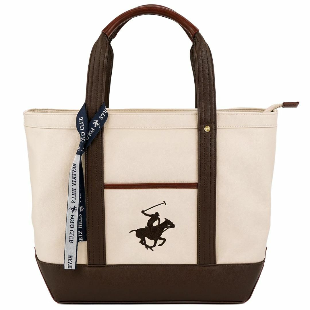 BEVERLY HILLS POLO CLUB（BHPC）(ビバリーヒルズポロクラブ)のBEVERLY HILLS POLO CLUB ビバリーヒルズポロクラブ トートバッグ BH2008N レディース 女性 Lサイズ 鞄 バッグ IV/DBR/DBR アイボリー×ダークブラウン レディースのバッグ(トートバッグ)の商品写真