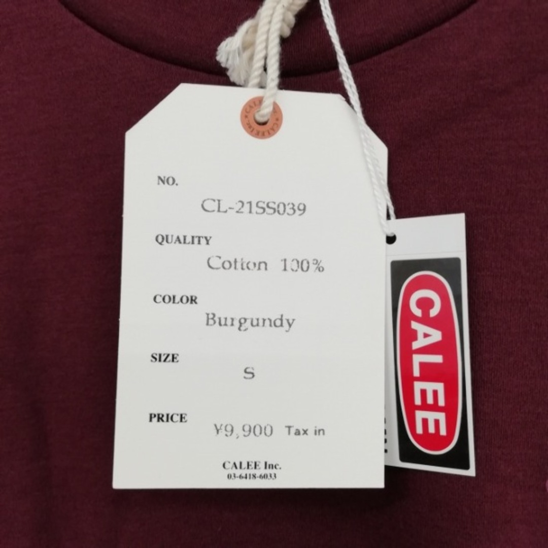 CALEE(キャリー)のCL-21SS039 七分袖 Tシャツ ワンポイント S バーガンディー メンズのトップス(Tシャツ/カットソー(七分/長袖))の商品写真