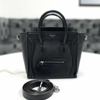 セリーヌ(celine)の美品★　セリーヌ　ラゲージ　ナノ　黒　レザー　2way　ハンドバッグ(ハンドバッグ)