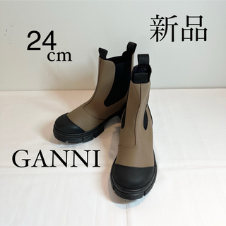 GANNI ガニー　ラバーアンクルブーツ　長靴 レインブーツ　カーキ　24cm(ブーツ)