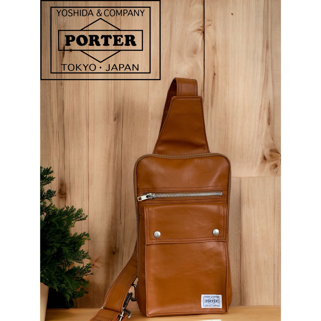 PORTER フリースタイル　スリング　ショルダー　ボディバッグ　キャメル　美品