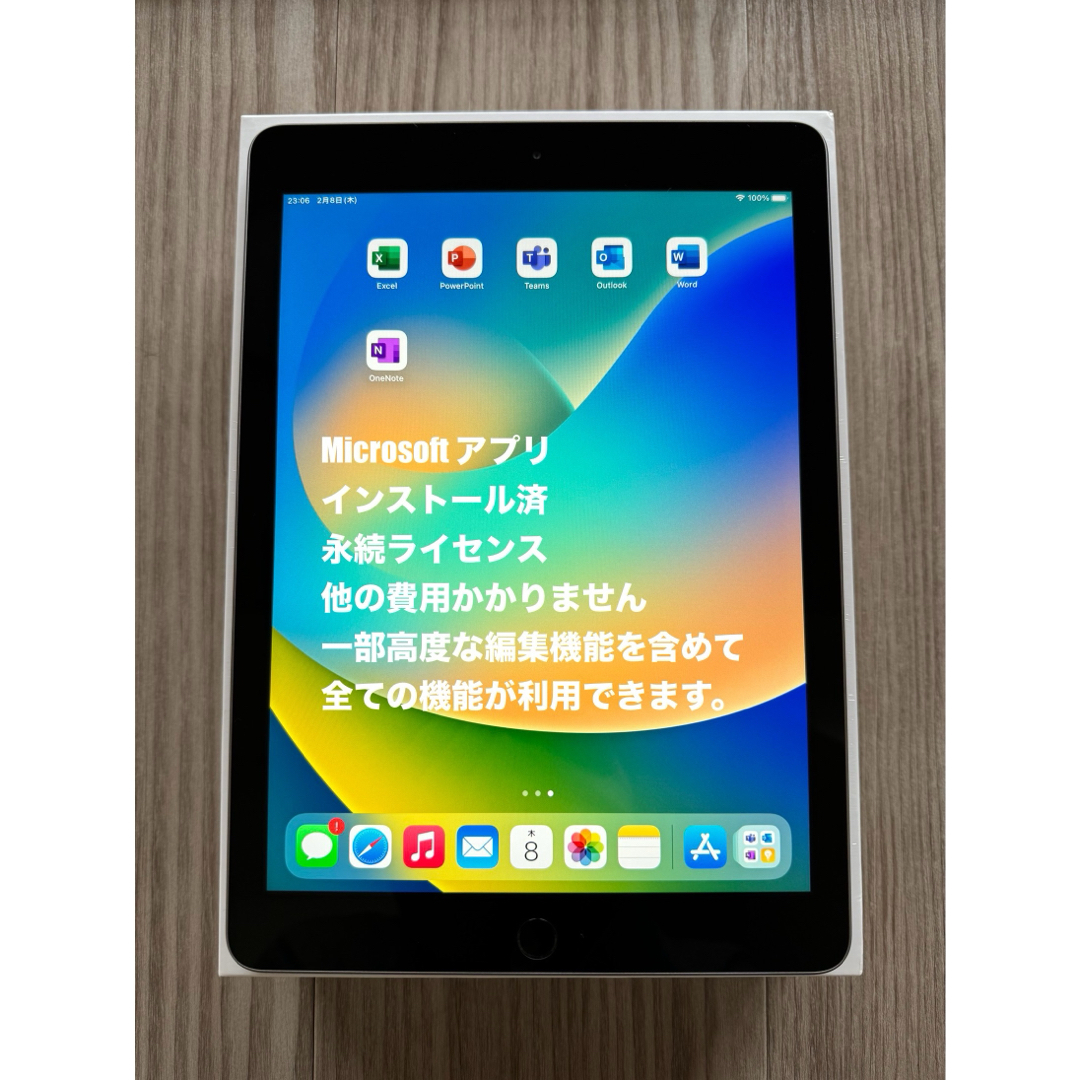 iPad 第5世代　バッテリー最大容量100％　永続版Excelなど導入済