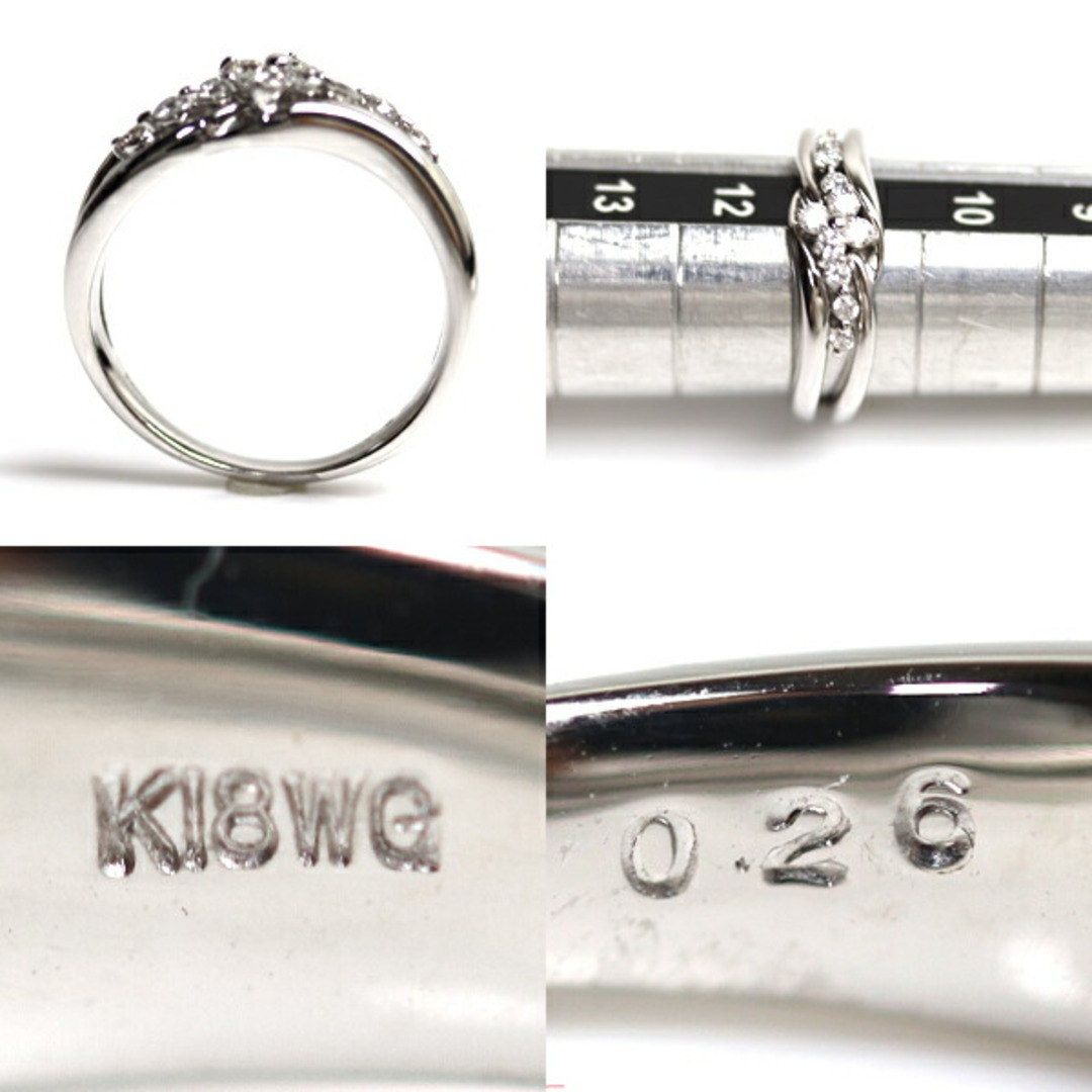 K18WG ホワイトゴールド フラワーモチーフ リング・指輪 ダイヤモンド0.26ct 11号 5g レディース【中古】 レディースのアクセサリー(リング(指輪))の商品写真