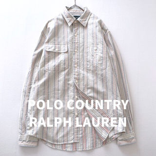 ポロラルフローレン(POLO RALPH LAUREN)の復刻レア★ポロカントリー ラルフローレン　刺繍ストライプシャツ　オフホワイト　M(シャツ)