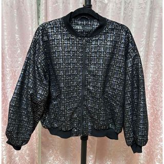 ザラ(ZARA)の美品‪☆ZARA ツイード風 ボンバージャケット(ブルゾン)