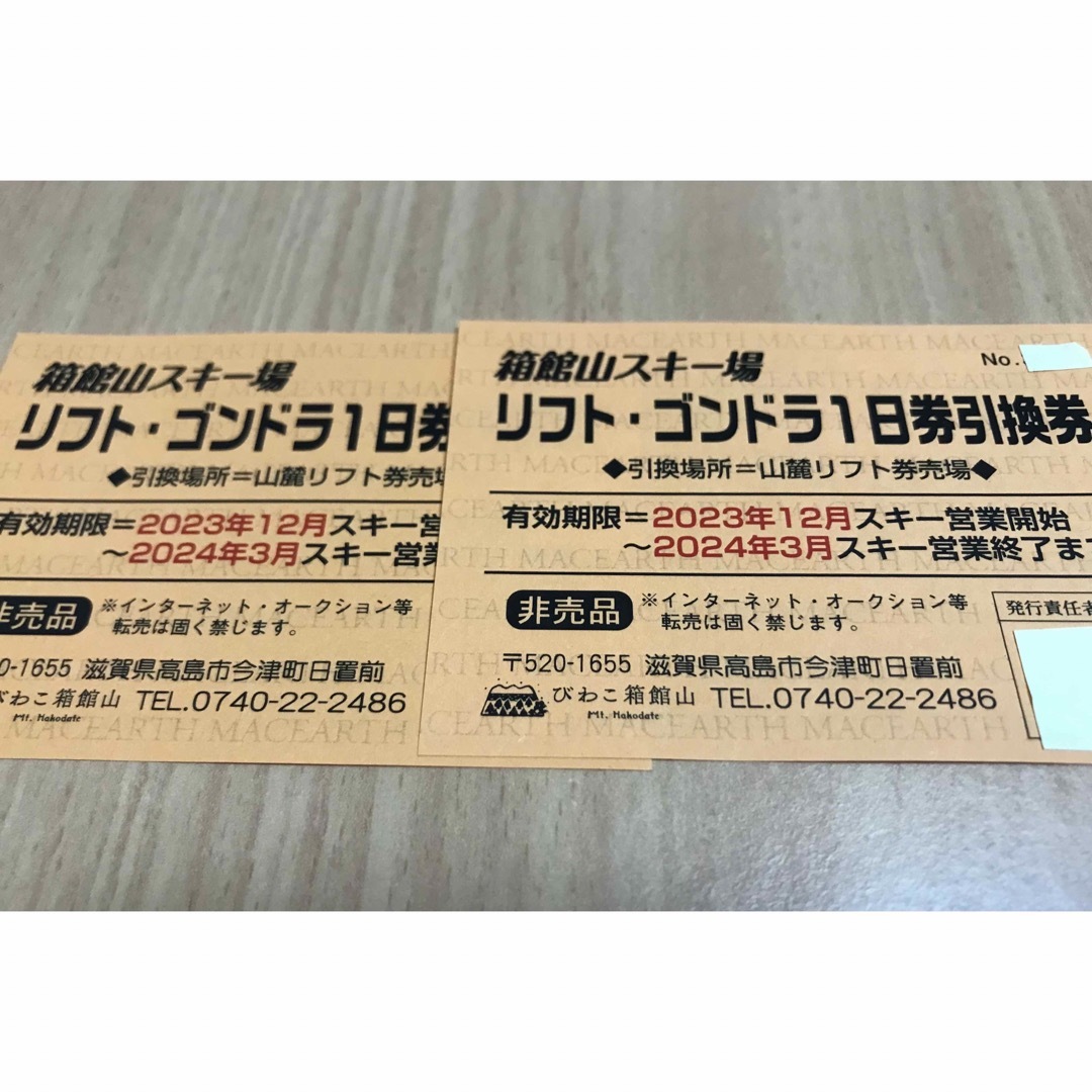 箱館山スキー場 リフト・ゴンドラ１日券引換券 2枚セット | フリマアプリ ラクマ