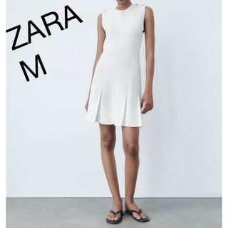 ザラ(ZARA)のゴールドボタン付きニットワンピース(ミニワンピース)