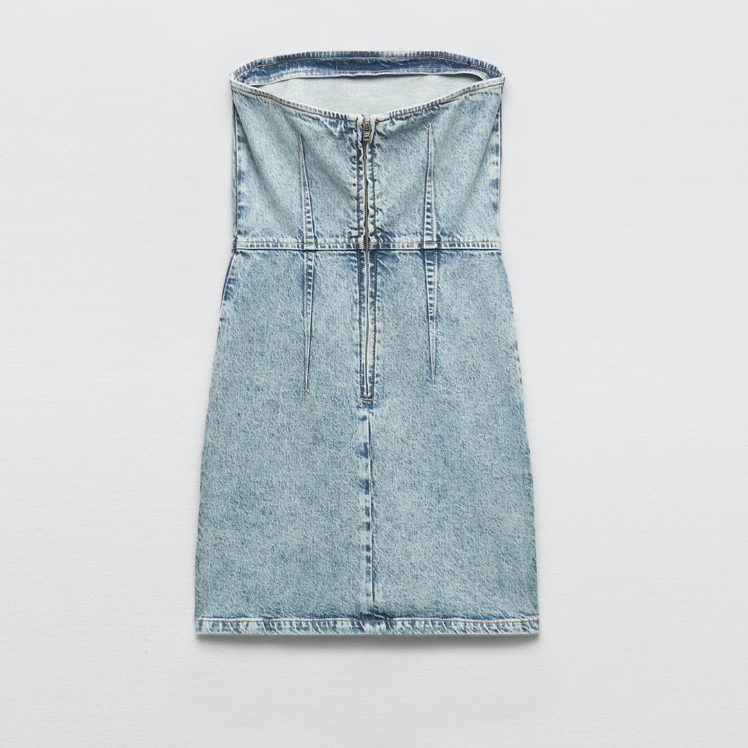 ZARA - Z1975ストラップレスデニムミニワンピースの通販 by ZARA - Z1975ストラップレスデニムミニワンピースの通販 by