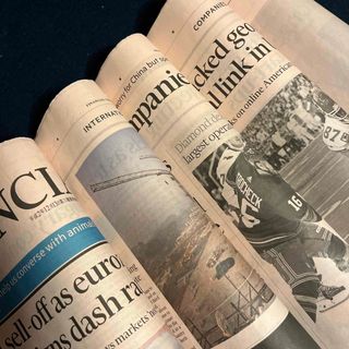 英字新聞FT サーモンピンク色　　　　　　　　　　20頁(見開き5枚)(印刷物)