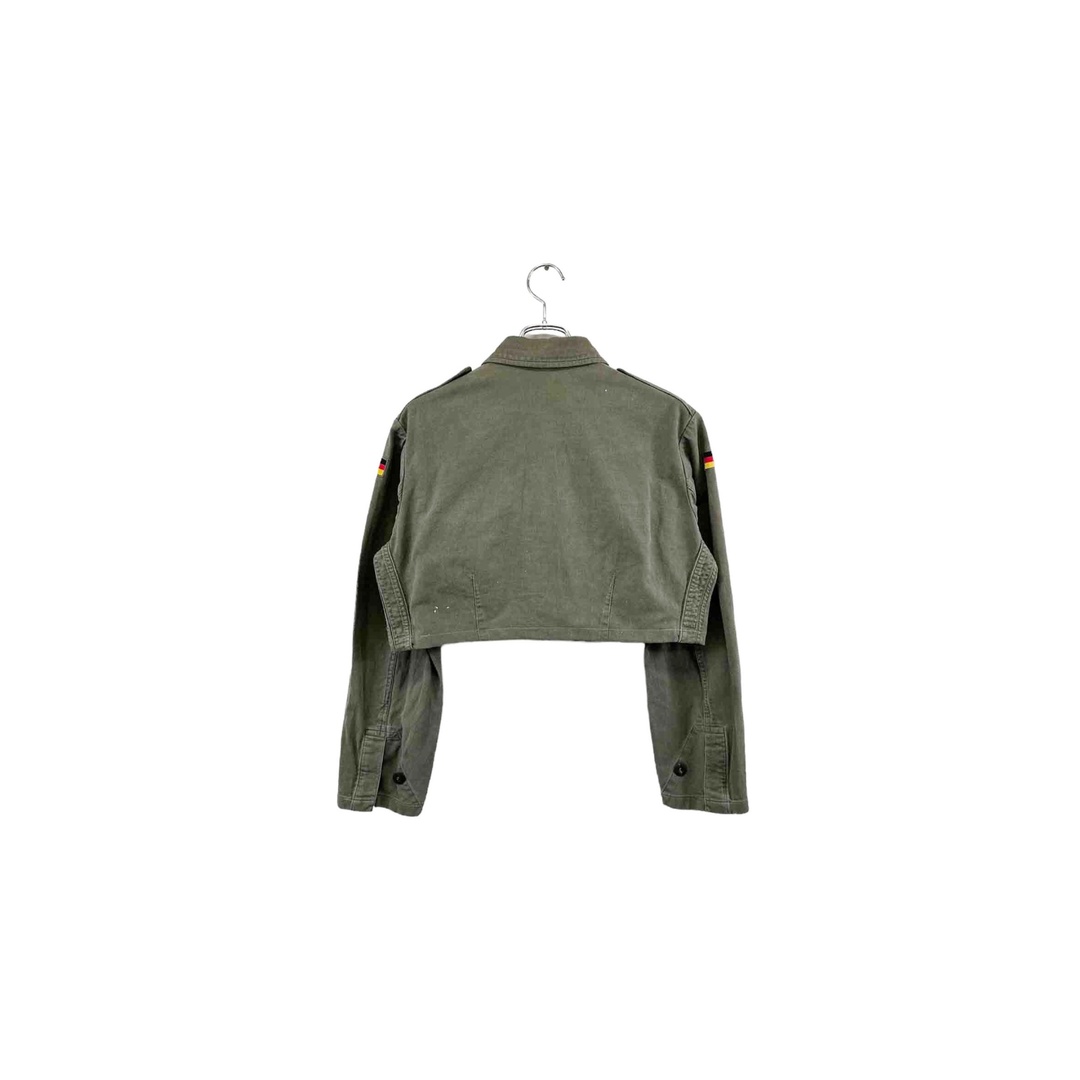 remake military front frill shirt ミリタリーフリルシャツ リメイク カーキ オリーブグリーン レディース ヴィンテージ 6 レディースのトップス(シャツ/ブラウス(長袖/七分))の商品写真