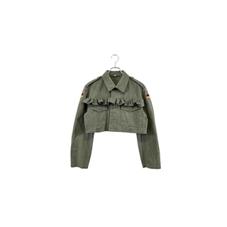 remake military front frill shirt ミリタリーフリルシャツ リメイク カーキ オリーブグリーン レディース ヴィンテージ 6(シャツ/ブラウス(長袖/七分))